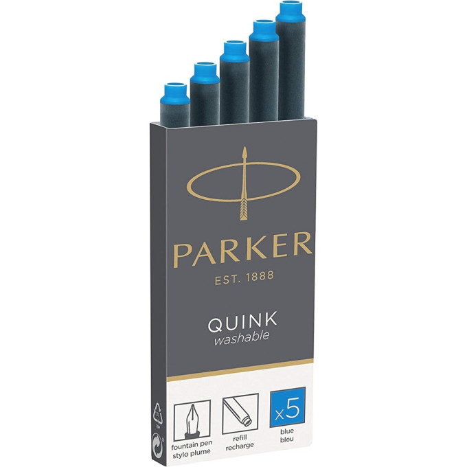 Картридж PARKER QUINK Z11 синие чернила смывающиеся для ручек перьевых для Parker (5 шт)