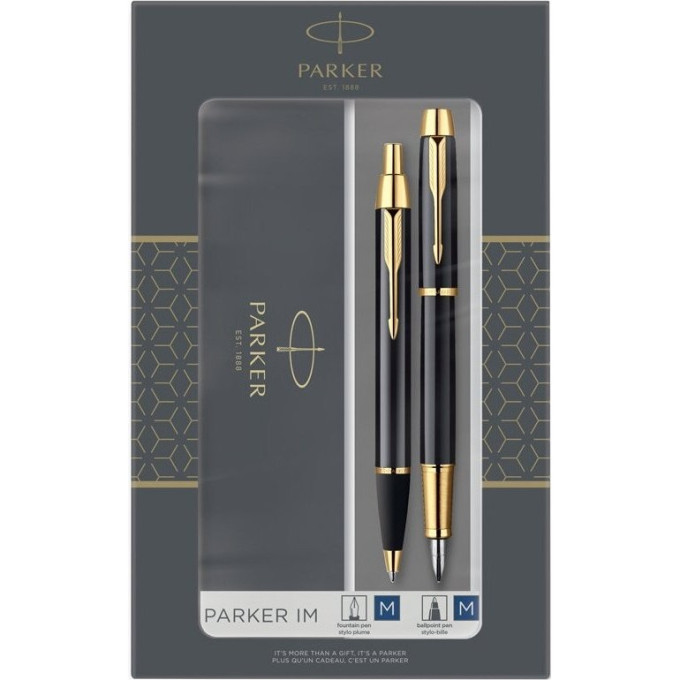 Подарочный набор PARKER: IM CORE BLACK GT - ручки перьевая и шариковая