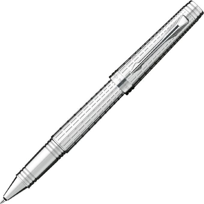 Ручка роллерная PARKER PREMIER DELUXE CHISELLING СЕРЕБРО, F